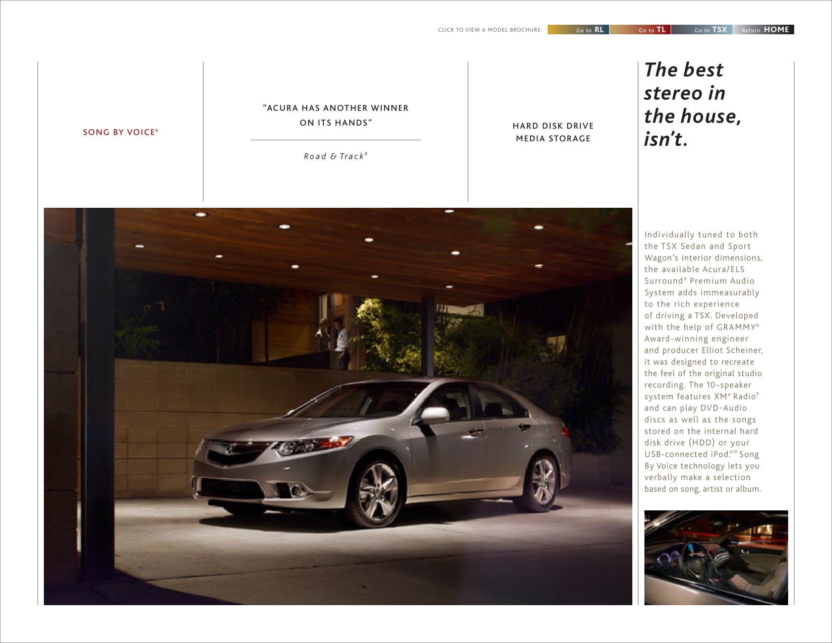 2012 Acura RL TL TSX Brochure Page 50